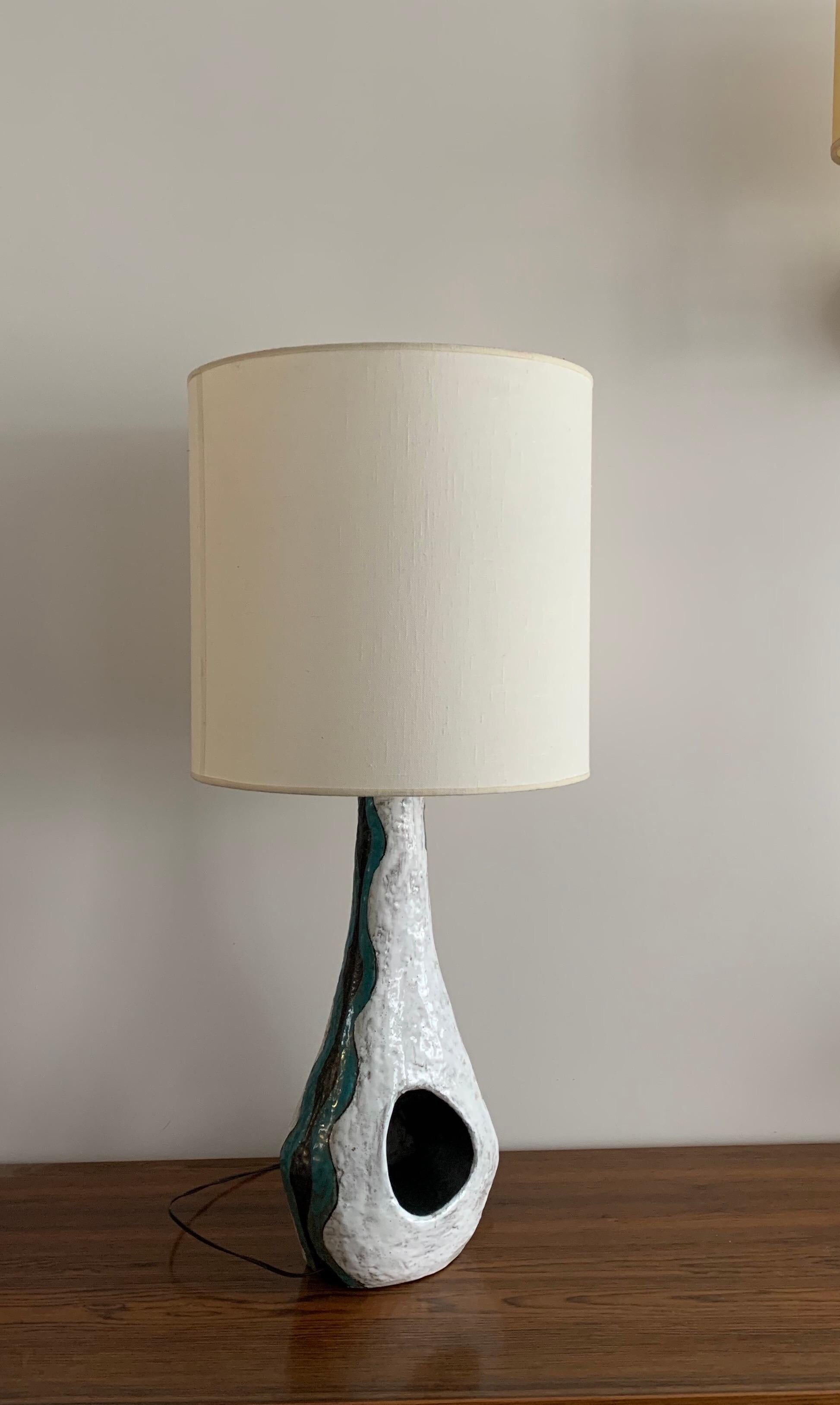 Asymmetrical ceramic lamp Vallauris France 1950, signed, unique