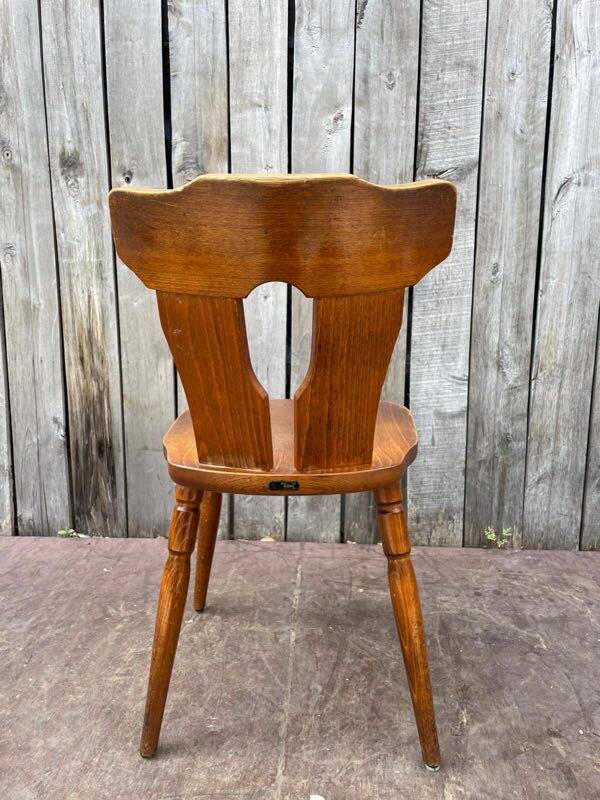 Vintage Brutalist Stube solid wood dining chair