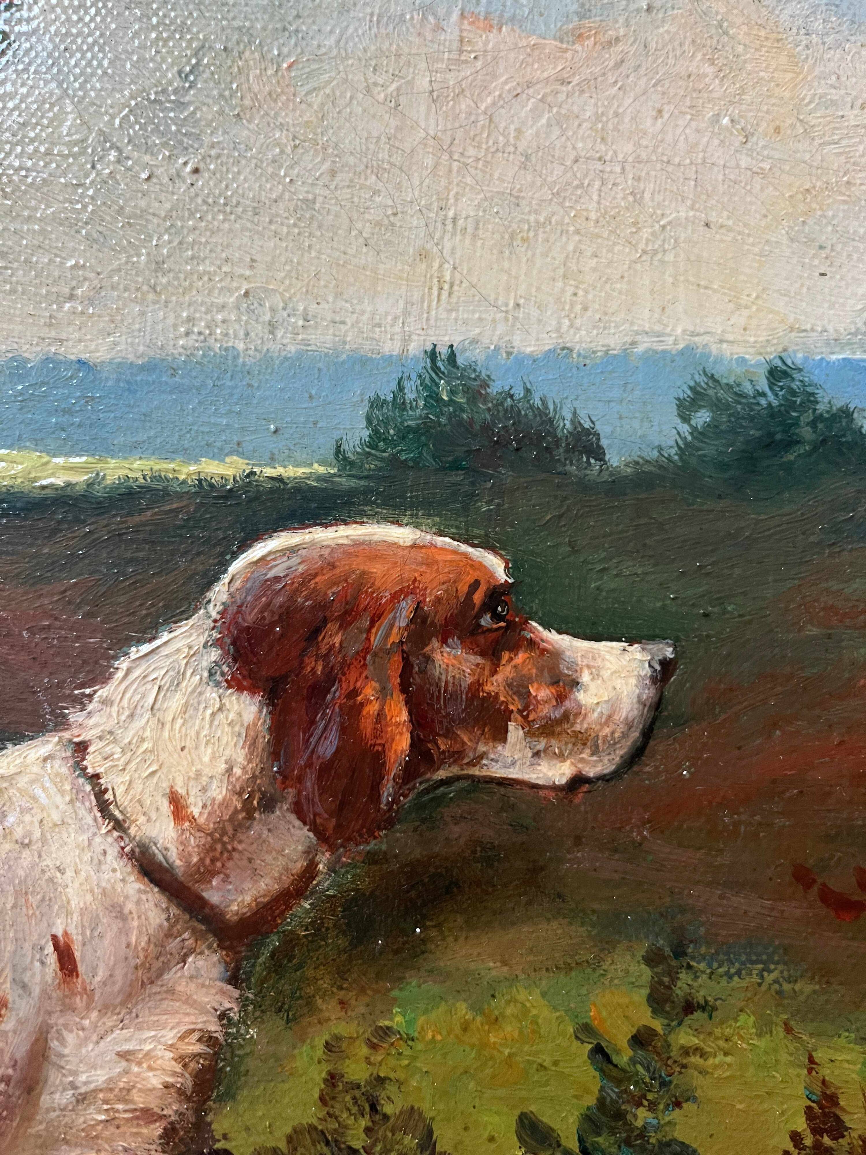 HST painting Marcel Falcinelli (1900-1980) "Dog on the lookout" + frame