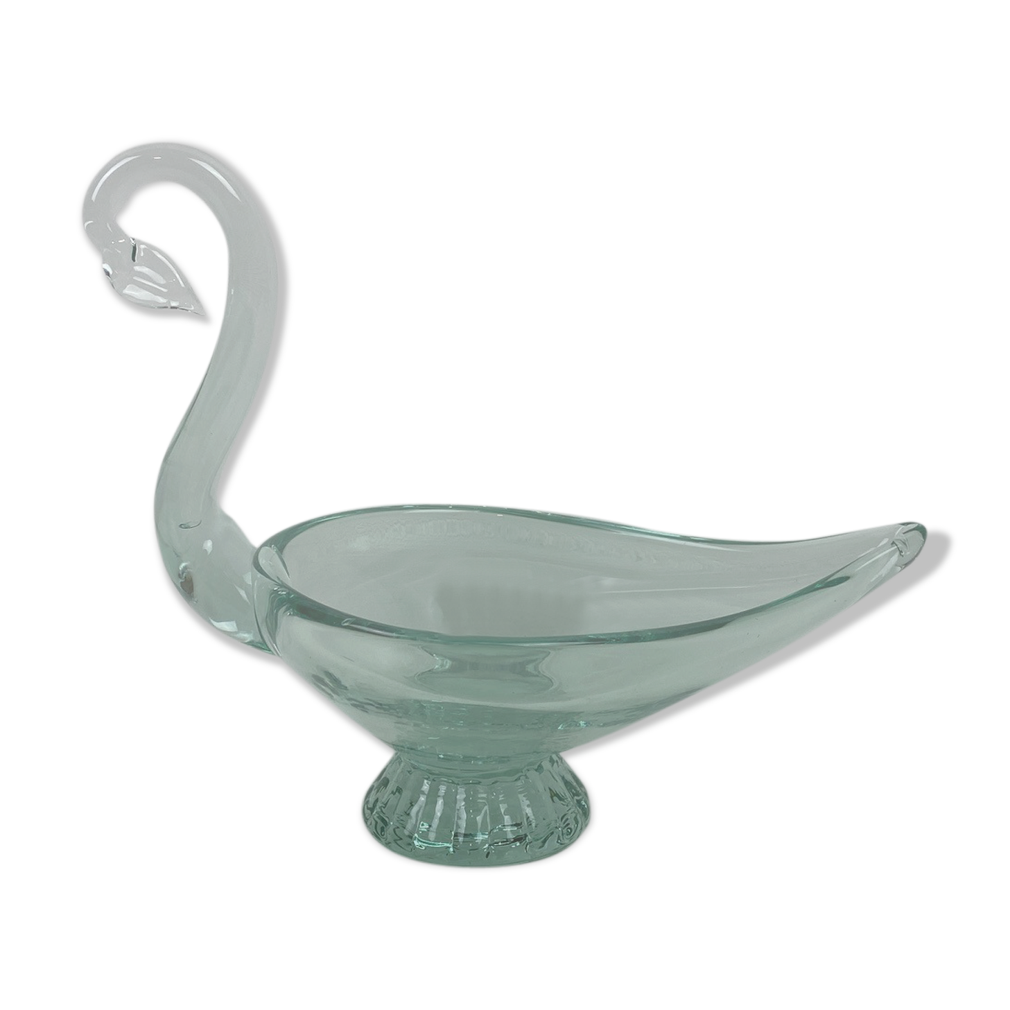 Swan-shaped glass trinket bowl