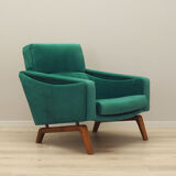 Fauteuil vert, design danois, années 1970, fabriqué au Danemark