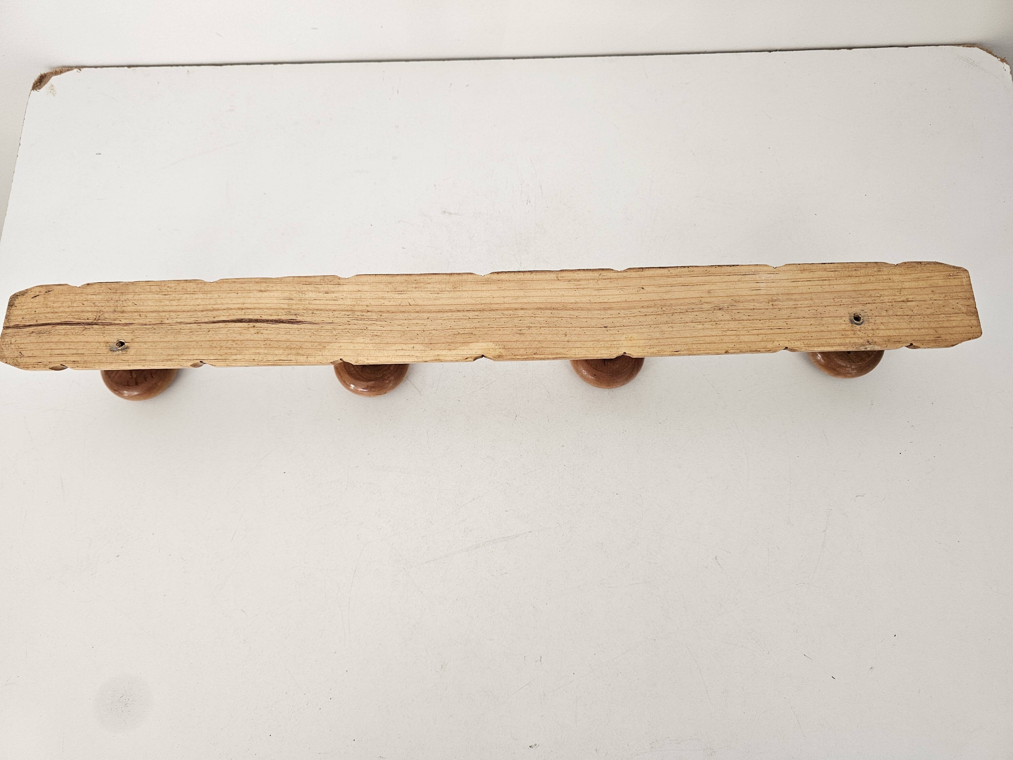 Vintage wooden wall coat rack in bamboo style (4 hooks) 50s 60s