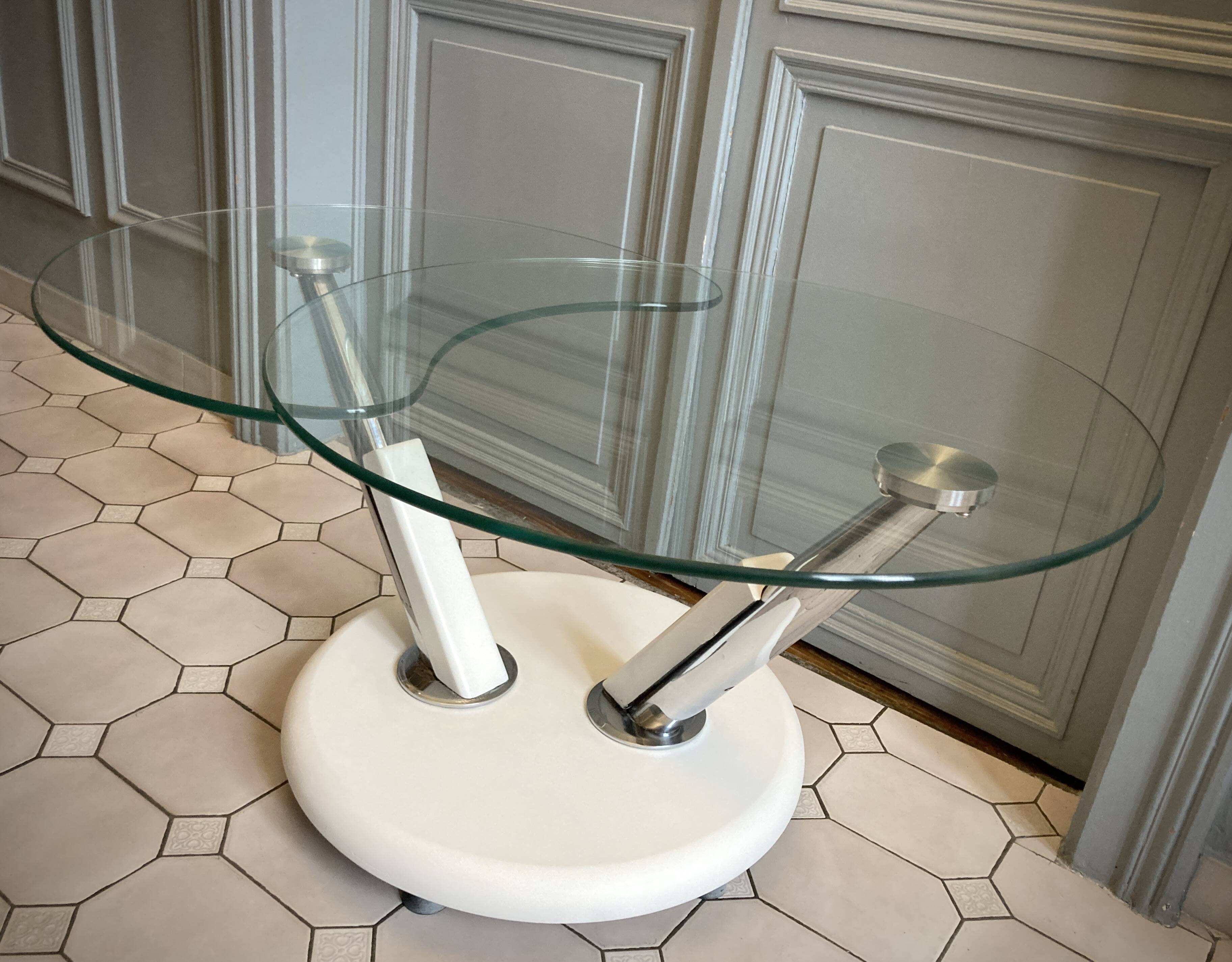 Vintage glass and chrome coffee table