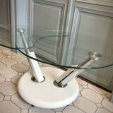 Vintage glass and chrome coffee table