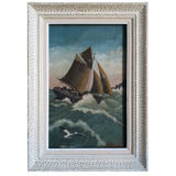 Oil on marine wood signed E.Favreau