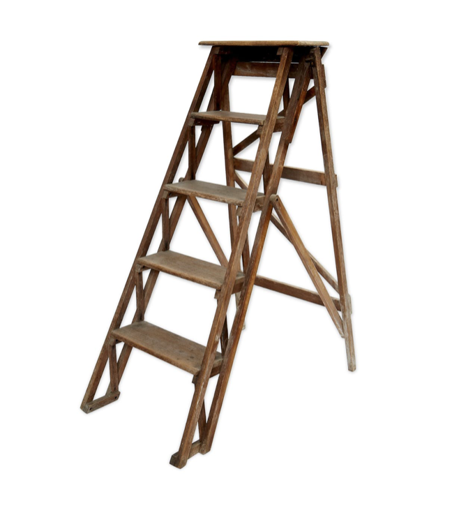 Old wooden painter stepladder