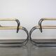 Set of two vintage design chairs by Franco Albini for Tecta, chrome and rattan