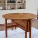 Table ronde extensible en hêtre massif, années 80