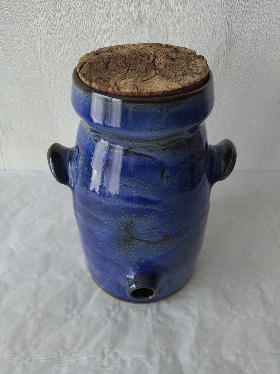 Vinaigrier in blue ceramic signed Couffil