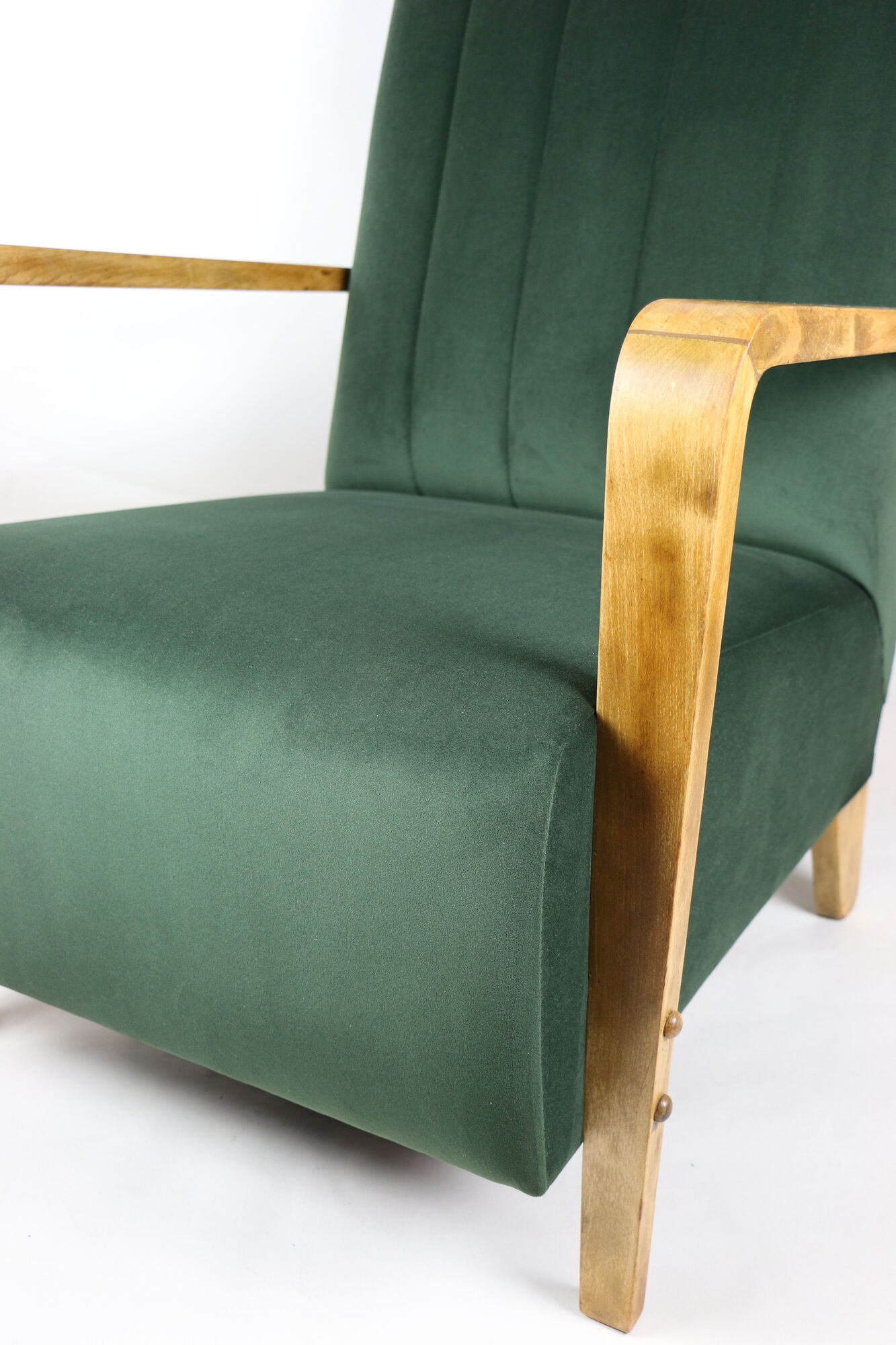 Fauteuil en velours olive, années 1970
