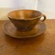Set of 6 Antique Cave Pottery Cups, Beige Vintage Ceramic