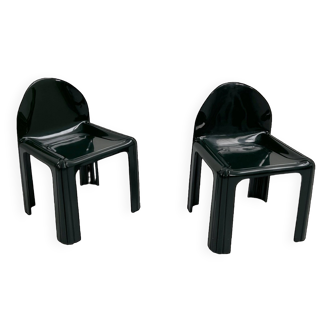 Paire de Chaises Verte Foncée Modèle 4854 Chair par Gae Aulenti pour Kartell, 1970