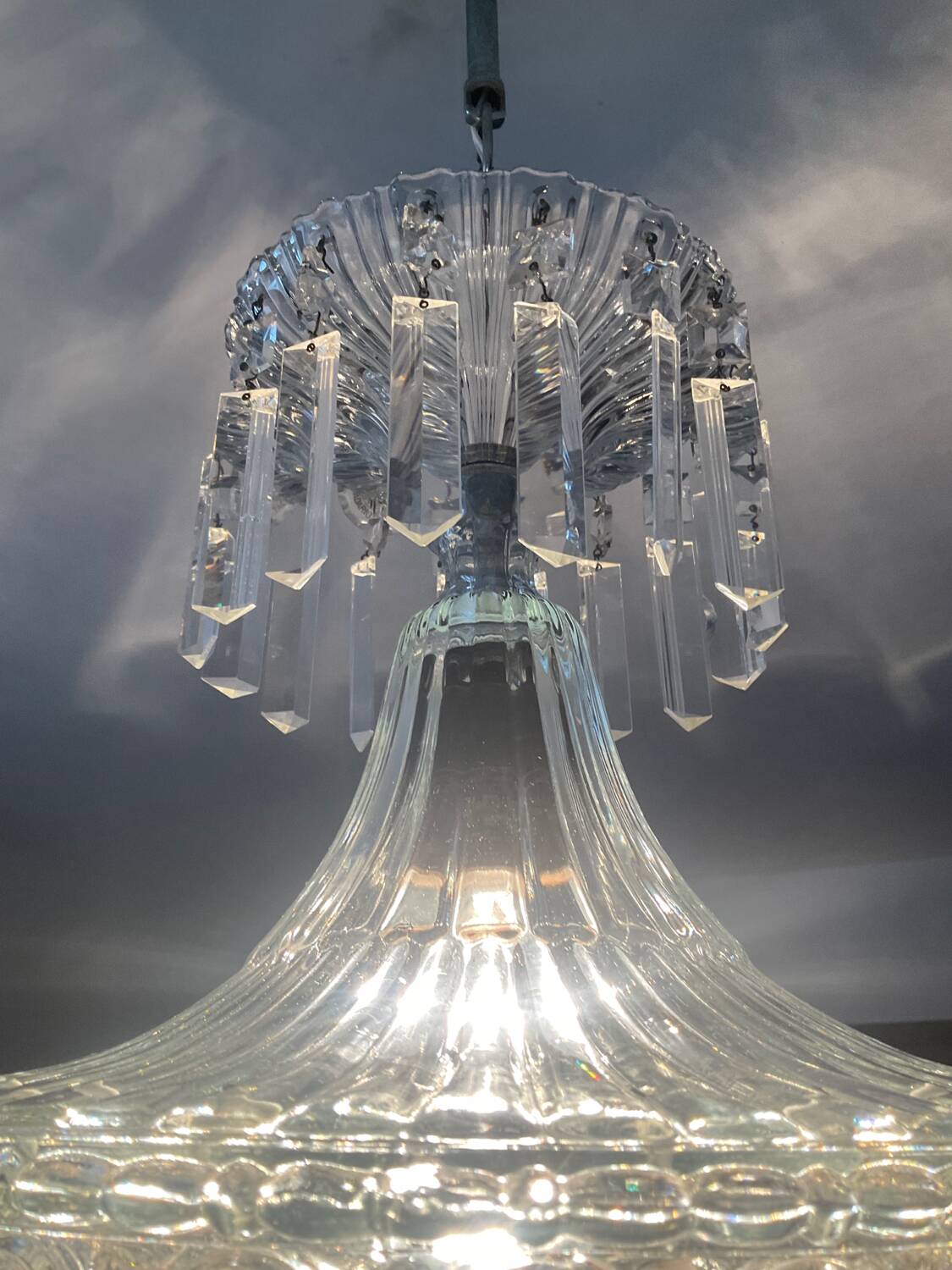 Bohemian crystal basket chandelier