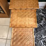 3 nesting tables in bamboo and wood