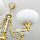 Lustre vintage en laiton & verre opalin – 5 branches – 60 × 54 cm