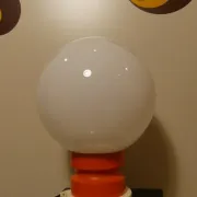 Opaline glass and wood table lamp, Italy, 1970s