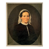 “Portrait of a woman in a black dress”, oil on canvas early 20th century