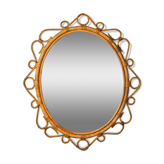 Oval bamboo mirror by franco albini for bonacina, italy 1960