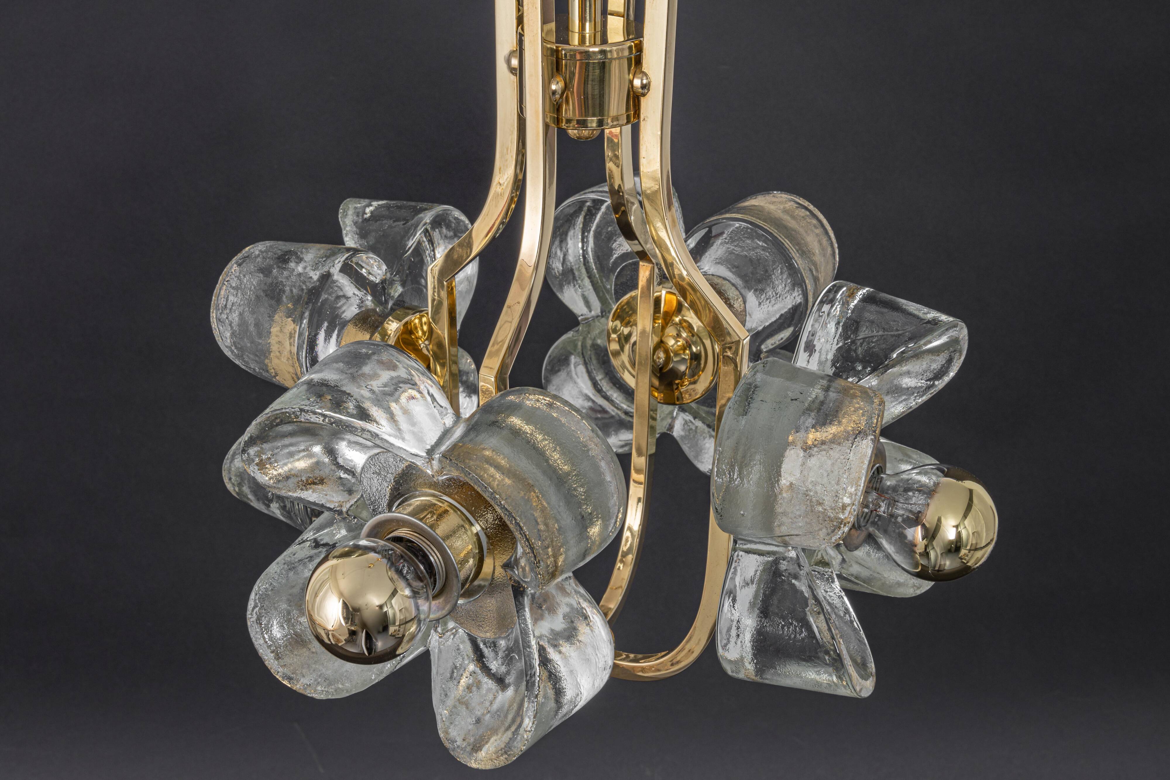 Small brass and crystal glass pendant by Sische, Germany, 1970s.