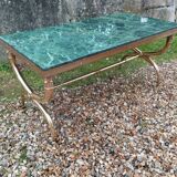 Table basse ancien avec plateau marbre vintage