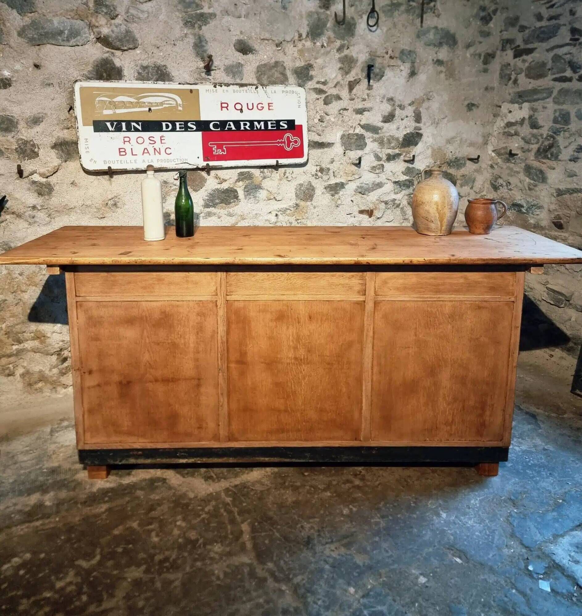 Vintage French Oak and Pine Counter – 1930s Shop Counter or Kitchen Island
