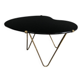 Black Glass kidney shape small side table 1960s