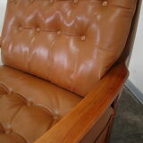 Fauteuil chesterfield en cuir vintage