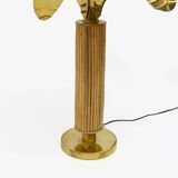 Paire de lampes en forme de palmier en laiton et rotin, Italie, années 1970