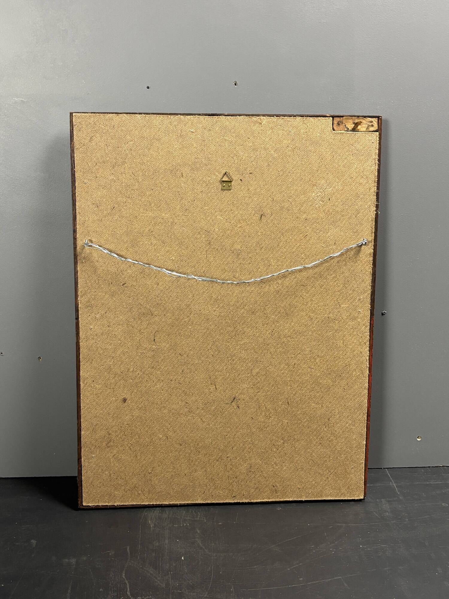 Miroir ancien en art populaire tramp, Belgique vers 1900.