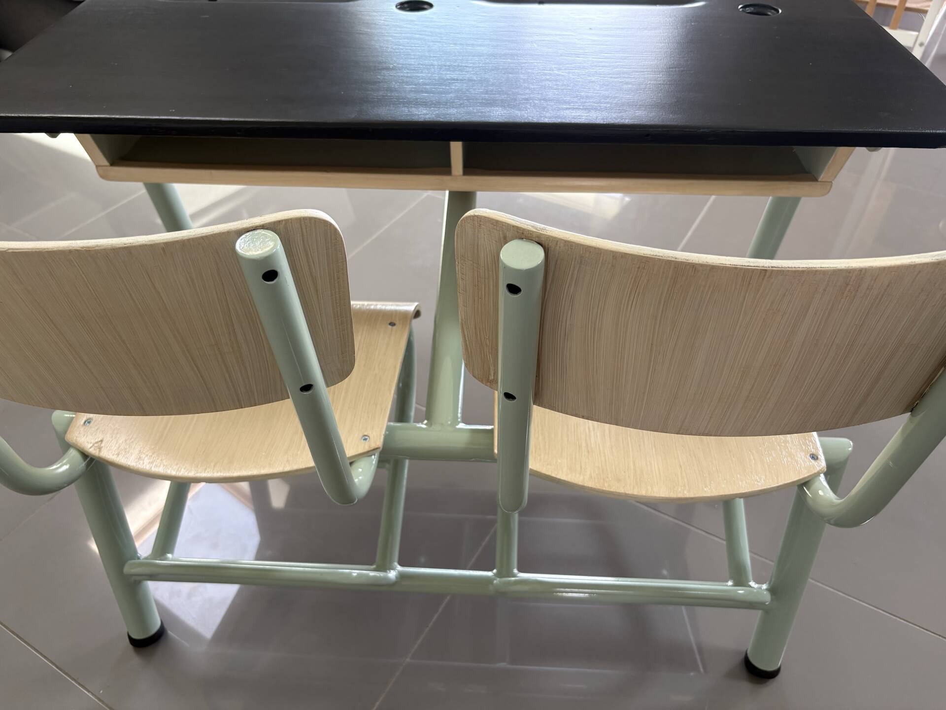 Vintage school desk for 2, fully renovated – Slate top