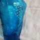 Italian vase in engraved blue glass