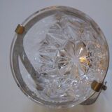 Ice cube bucket made of cast glass and silver plated metal