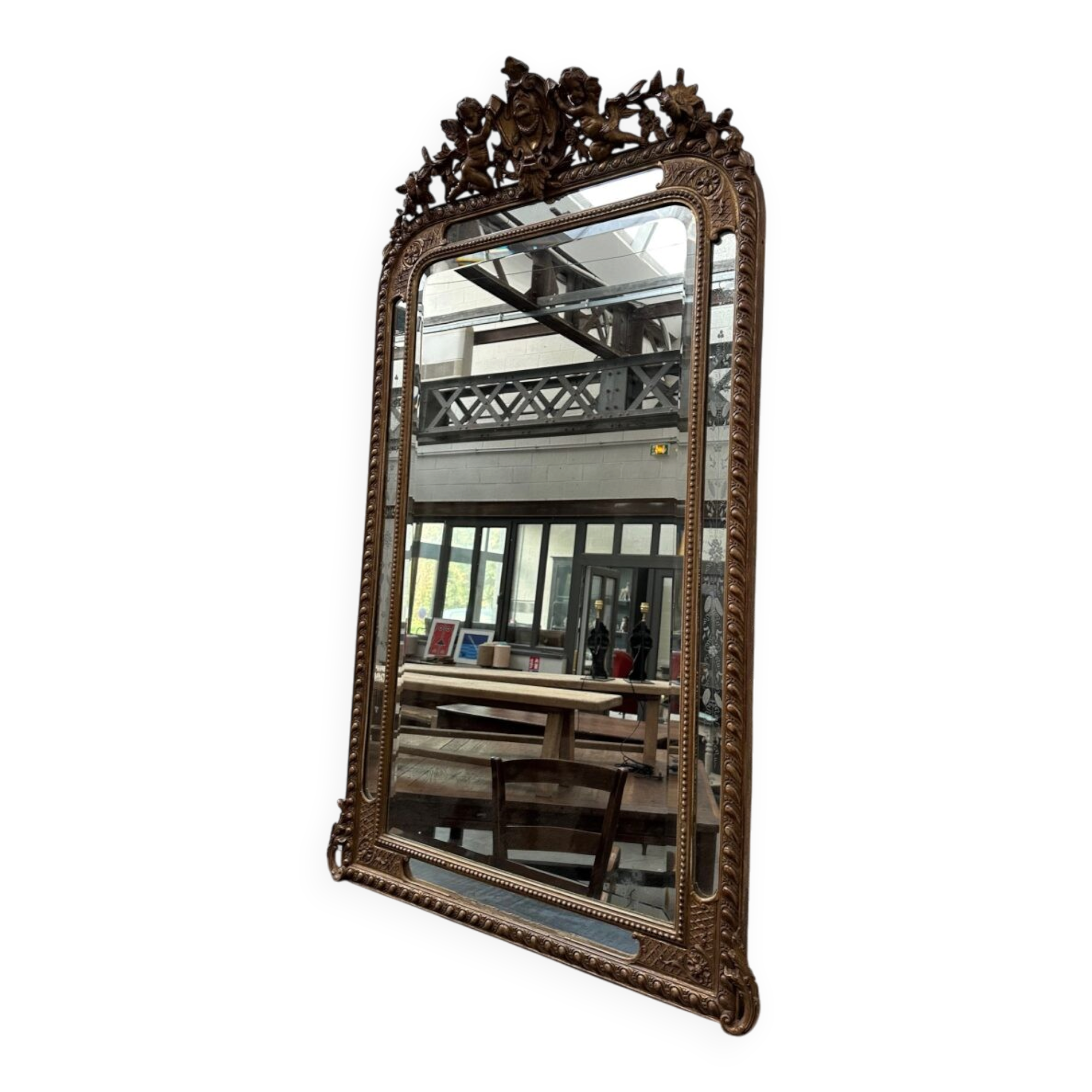 19th-century mirror with cherubs