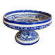Fruit Bowl White Ceramic Vintage Blue Decor #D552