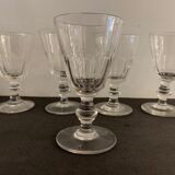 5 old glass glasses, model Cato de Saint Louis, XXth century