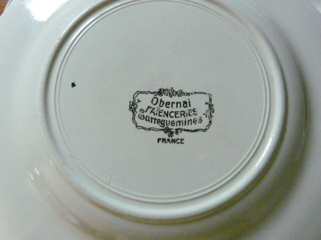 Dish and 12 plates Loux Obernai Sarreguemines Faience ancienne - Dessert service
