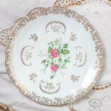 Lot de 4 assiettes plates Limoges FD Chauvigny blanc doré motif Rose