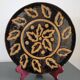 Vintage glazed terracotta dish from Dauphiné by Michèle Peyric, leaf design.