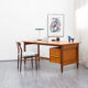 50s desk, teak, curved top, restored