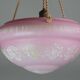 Chandelier en verre vintage Art Déco rose italien des années 1950 avec décorations.