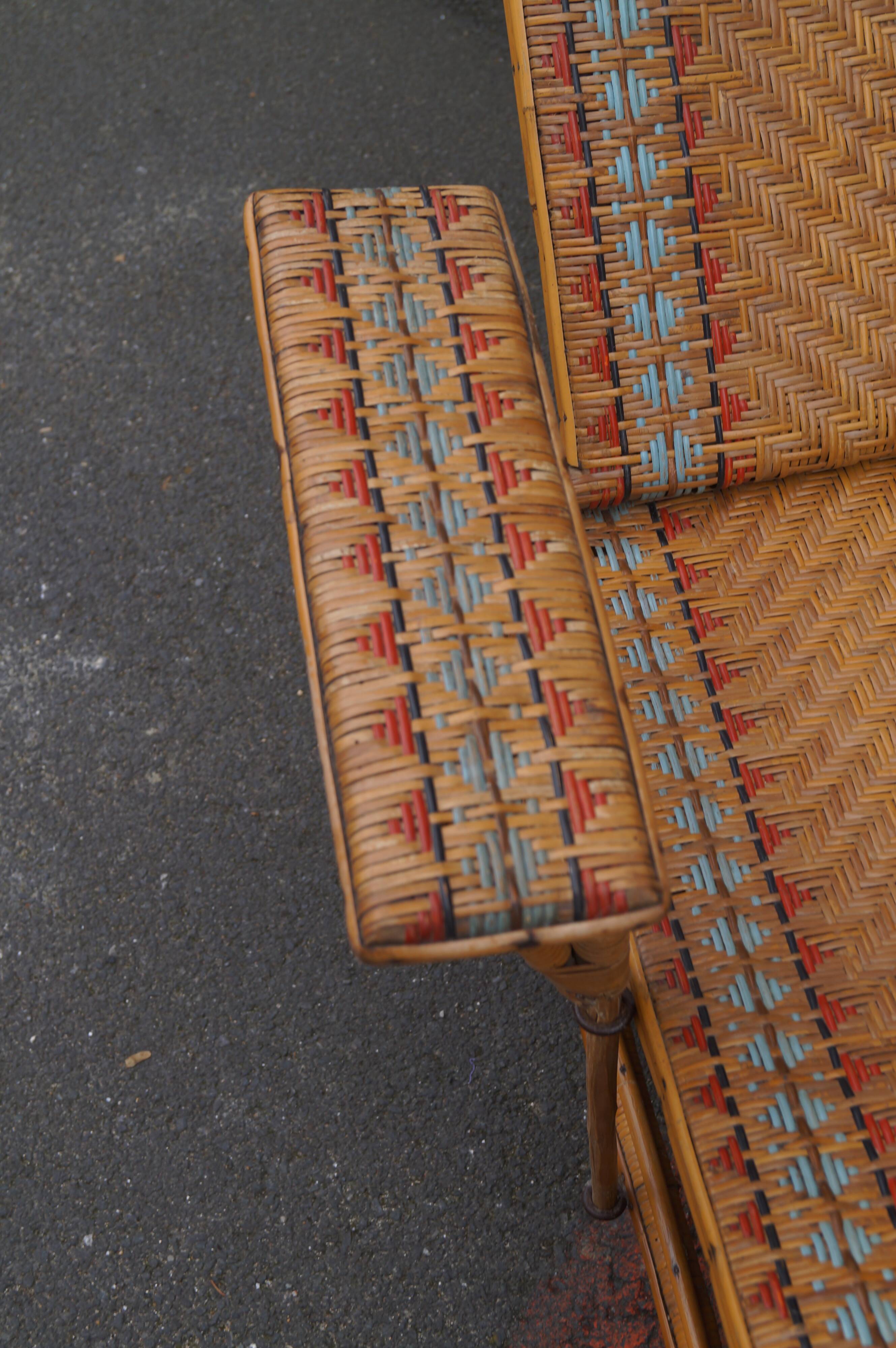 Rattan chaise longue 1920