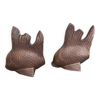 Pair of decorative fish in gilded brass