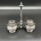 Double salt dish, silver metal, round base, socket, engraved decor, table decoration, chic, hallmark