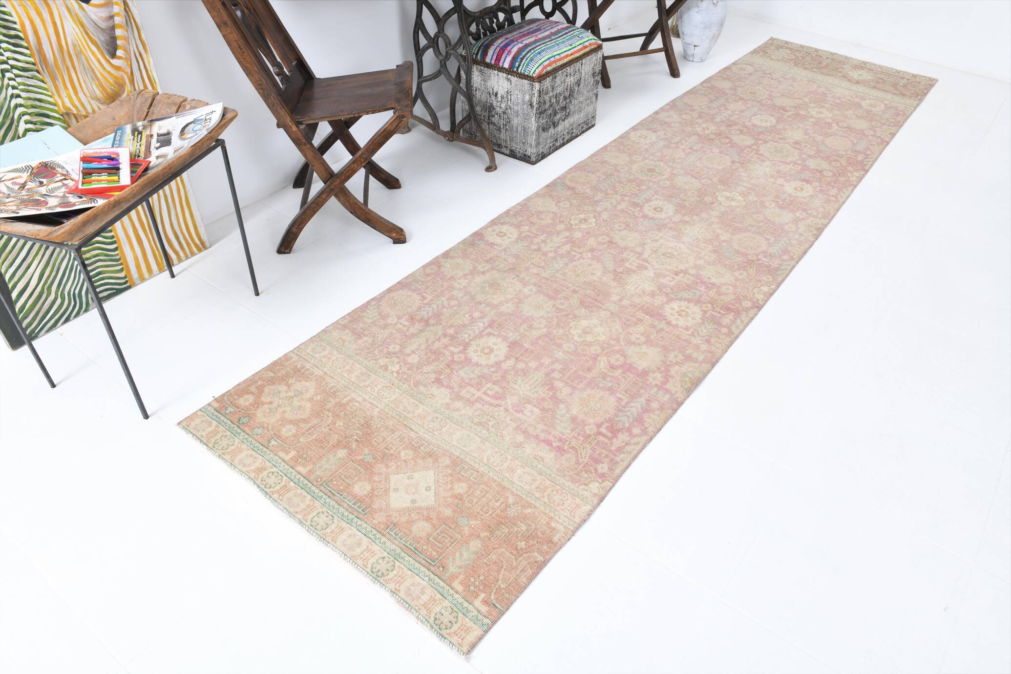 Shades Of Pale Pink Persian Runner Rug