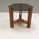Table d’appoint moderniste néerlandaise en bois et en verre hexagonale des années 1960