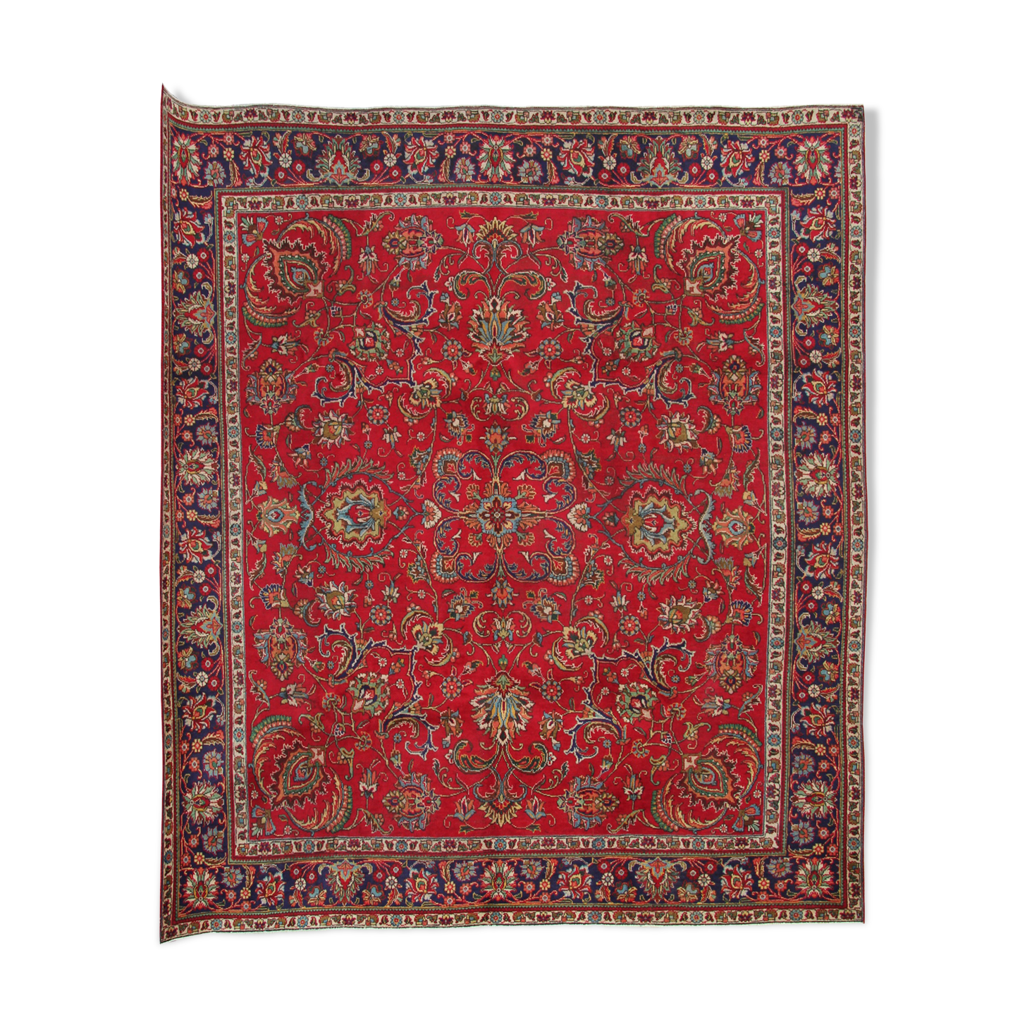 Vintage persian tabriz red wool area rug 290x340cm