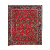 Tapis persan vintage tabriz en laine rouge 290x340cm