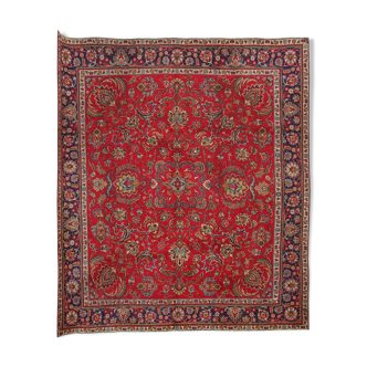 Tapis persan vintage tabriz en laine rouge 290x340cm