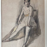 Drawing dancer in her dressing room - Charle Emmanuel Jodelet