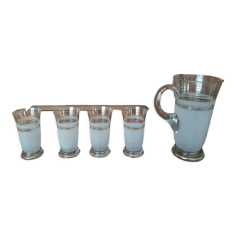 Frosted glasses set with gold edging (for anisette)